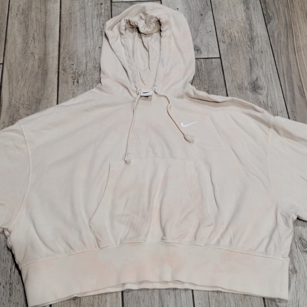Nike W Size M Crop Hoodie Sweatshirt Tie Dye Washed Jersey 100% Cotton